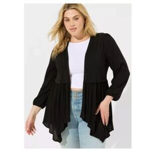 Torrid Black Ruffle Layered Bottom Cardigan Long Sleeve Sweater 0 XL